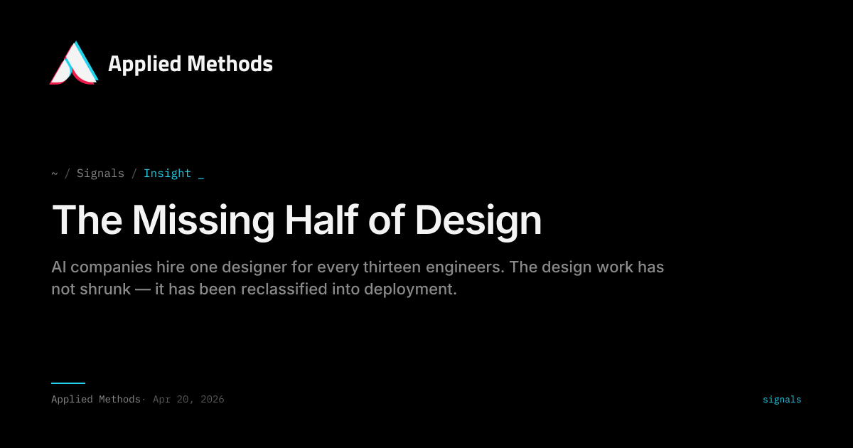 The Missing Half of Design — Applied Methods